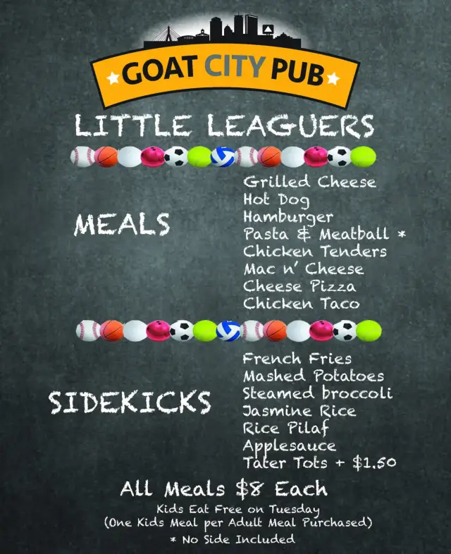 Little Leaguers kids menu