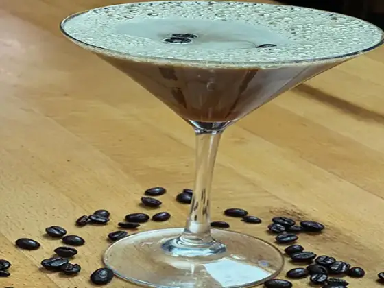 Espresso martini with coffee beans