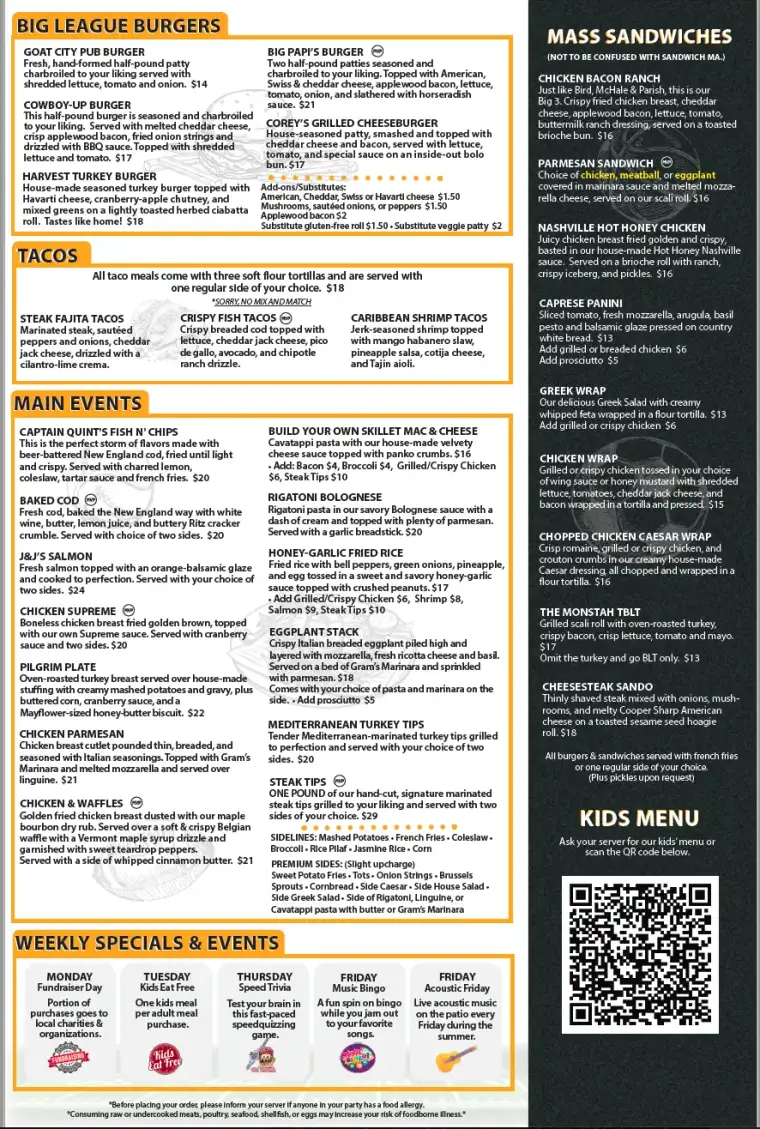 Norton lunch and dinner menu, page two