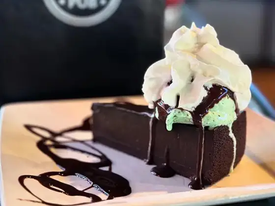 Chocolate dessert with whipped cream